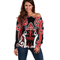 New Zealand Maori Language Week Off Shoulder Sweater Mo Ake Tonu Te Reo LT05 Women Black - Polynesian Pride