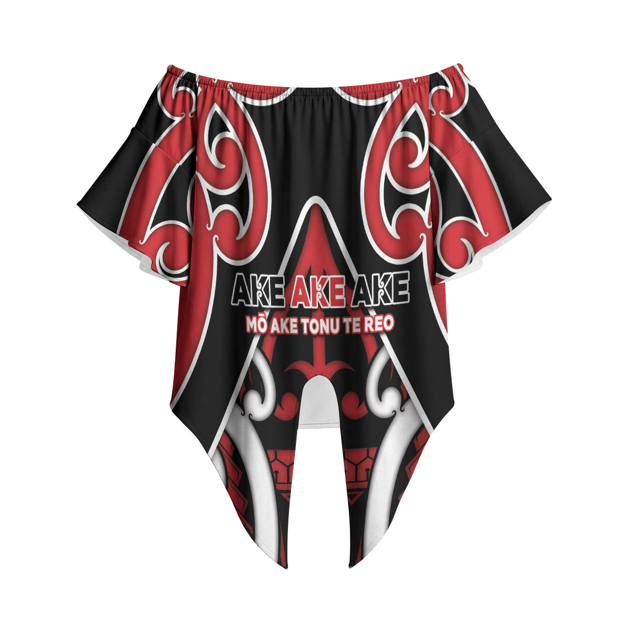 New Zealand Maori Language Week Off Shoulder Wrap Waist Top Mo Ake Tonu Te Reo LT05 Black - Polynesian Pride