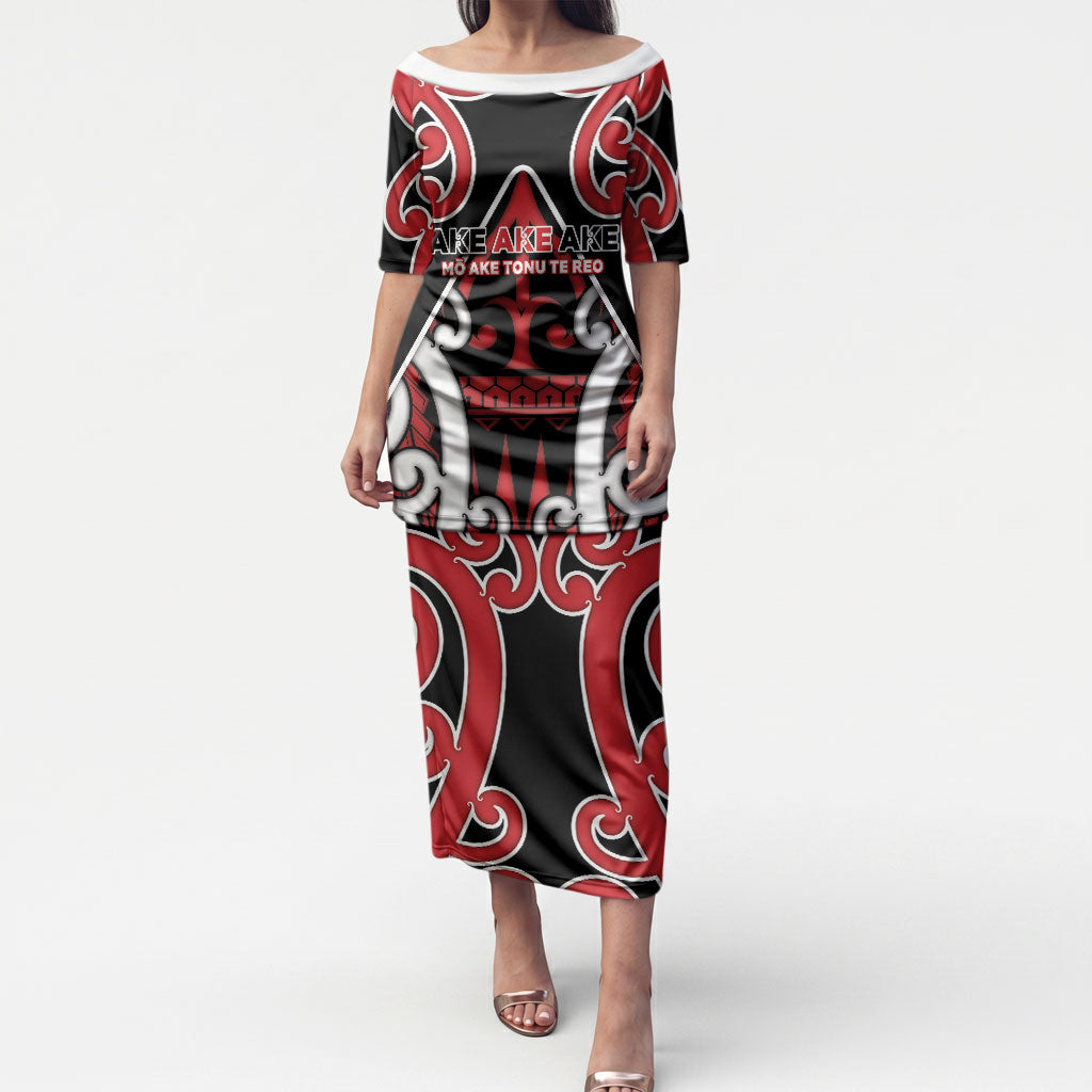 New Zealand Maori Language Week Puletasi Mo Ake Tonu Te Reo LT05 Long Dress Black - Polynesian Pride