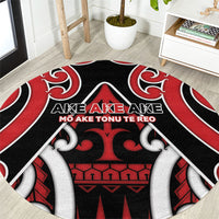 New Zealand Maori Language Week Round Carpet Mo Ake Tonu Te Reo LT05 Black - Polynesian Pride