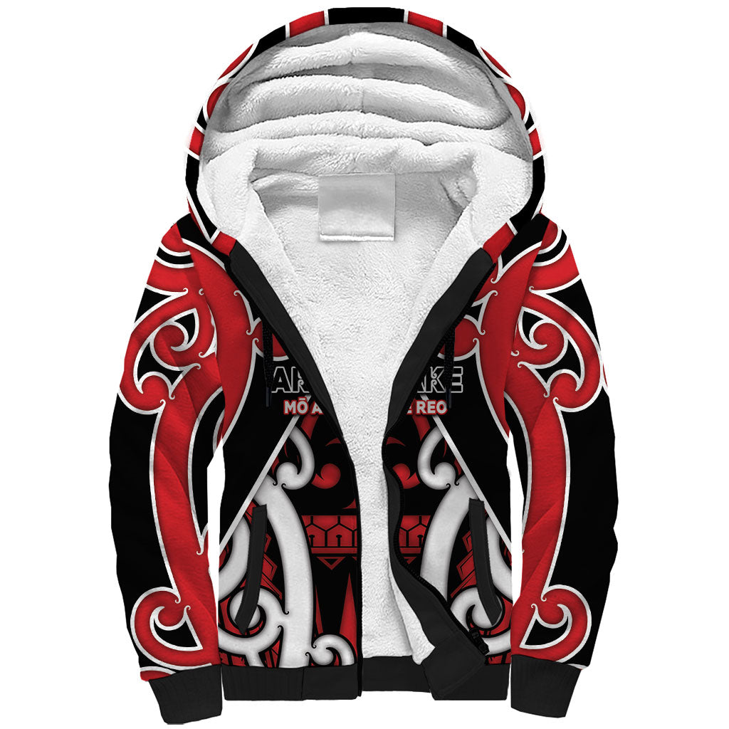 New Zealand Maori Language Week Sherpa Hoodie Mo Ake Tonu Te Reo LT05 Unisex Black - Polynesian Pride