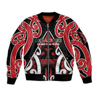 New Zealand Maori Language Week Sleeve Zip Bomber Jacket Mo Ake Tonu Te Reo LT05 Unisex Black - Polynesian Pride