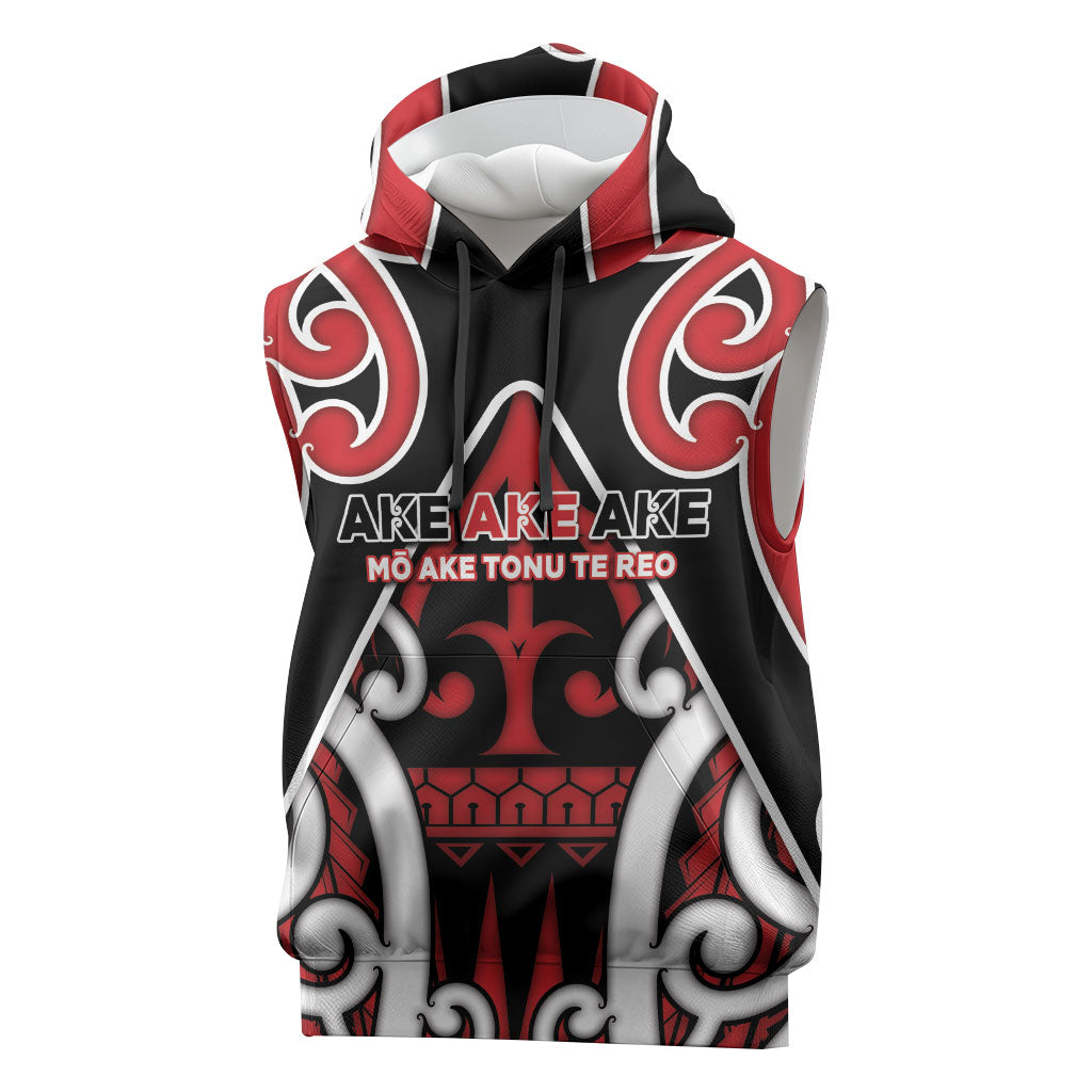 New Zealand Maori Language Week Sleeveless Hoodie Mo Ake Tonu Te Reo LT05 Black - Polynesian Pride