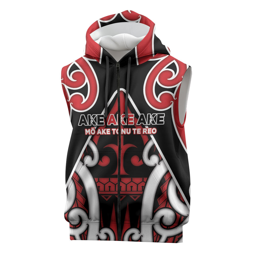 New Zealand Maori Language Week Sleeveless Zip Hoodie Mo Ake Tonu Te Reo LT05 Black - Polynesian Pride