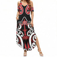 New Zealand Maori Language Week Summer Maxi Dress Mo Ake Tonu Te Reo LT05 Women Black - Polynesian Pride