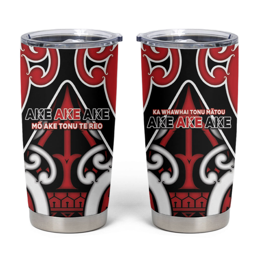 New Zealand Maori Language Week Tumbler Cup Mo Ake Tonu Te Reo LT05 Black - Polynesian Pride