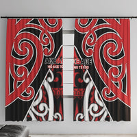 New Zealand Maori Language Week Window Curtain Mo Ake Tonu Te Reo LT05 With Hooks Black - Polynesian Pride
