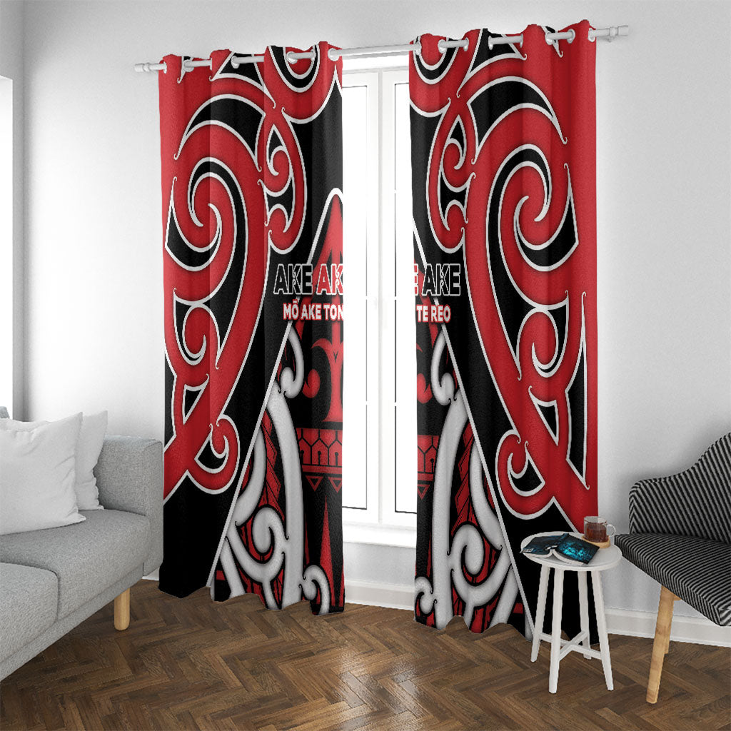 New Zealand Maori Language Week Window Curtain Mo Ake Tonu Te Reo LT05 With Grommets Black - Polynesian Pride