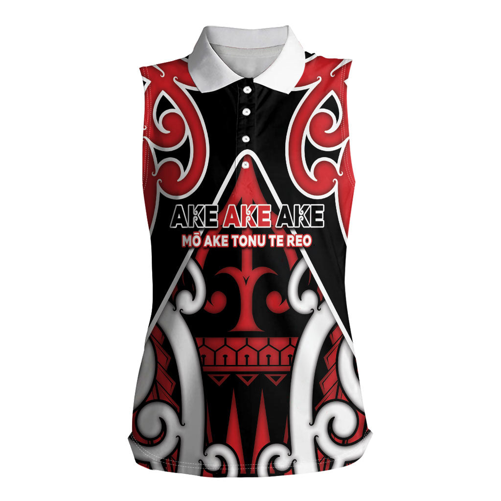 New Zealand Maori Language Week Women Sleeveless Polo Shirt Mo Ake Tonu Te Reo LT05 Female Black - Polynesian Pride