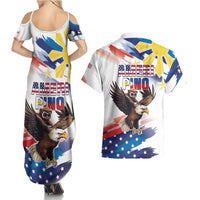 Filipino American History Month Couples Matching Summer Maxi Dress and Hawaiian Shirt Bald Eagle Tarsier Together LT05 - Polynesian Pride