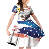 Filipino American History Month Family Matching Off Shoulder Short Dress and Hawaiian Shirt Bald Eagle Tarsier Together LT05 Daughter's Dress White - Polynesian Pride