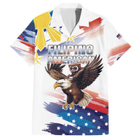 Filipino American History Month Family Matching Short Sleeve Bodycon Dress and Hawaiian Shirt Bald Eagle Tarsier Together LT05 Dad's Shirt - Short Sleeve White - Polynesian Pride