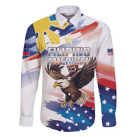 Filipino American History Month Family Matching Tank Maxi Dress and Hawaiian Shirt Bald Eagle Tarsier Together LT05 Dad's Shirt - Long Sleeve White - Polynesian Pride