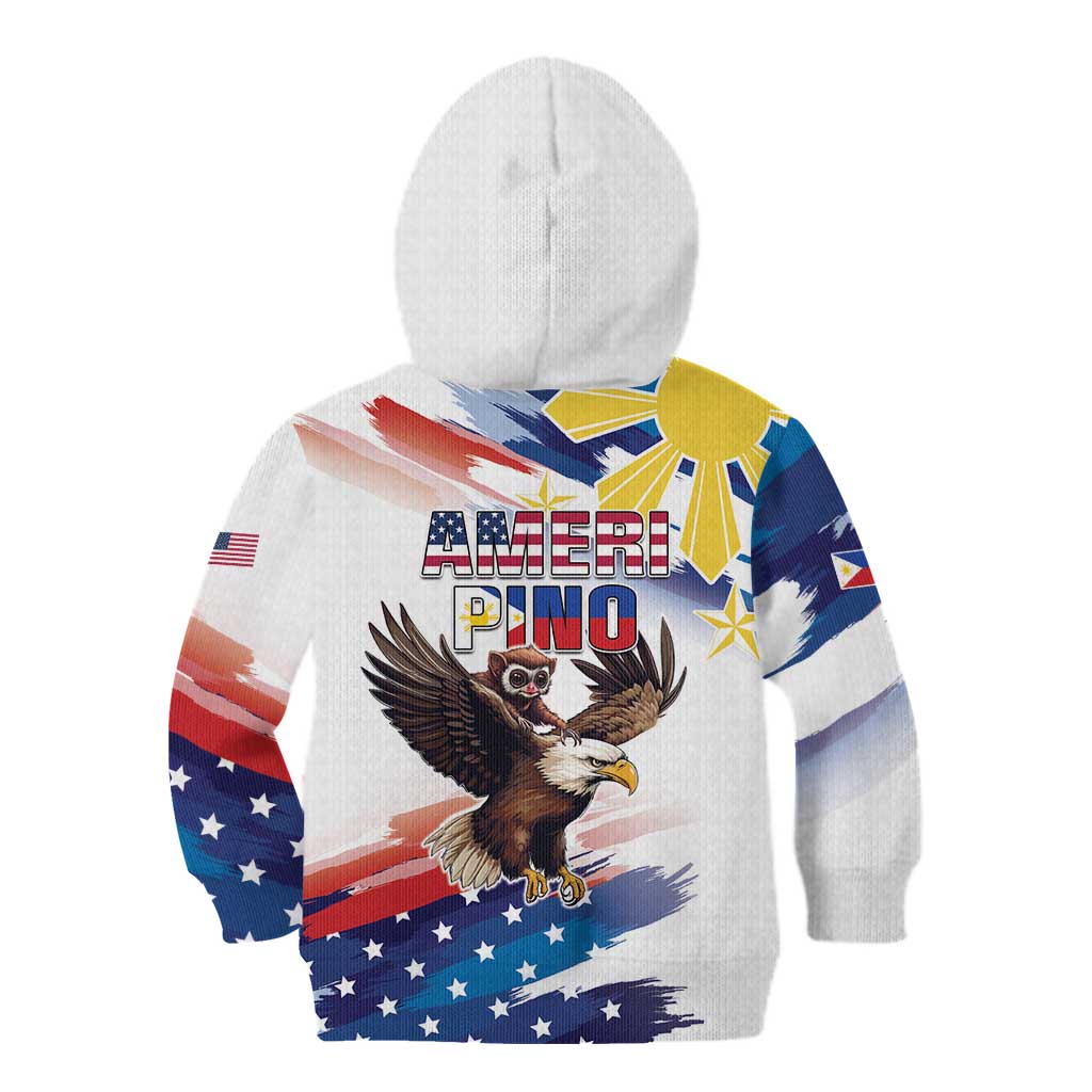 Filipino American History Month Kid Hoodie Bald Eagle Tarsier Together LT05 - Polynesian Pride