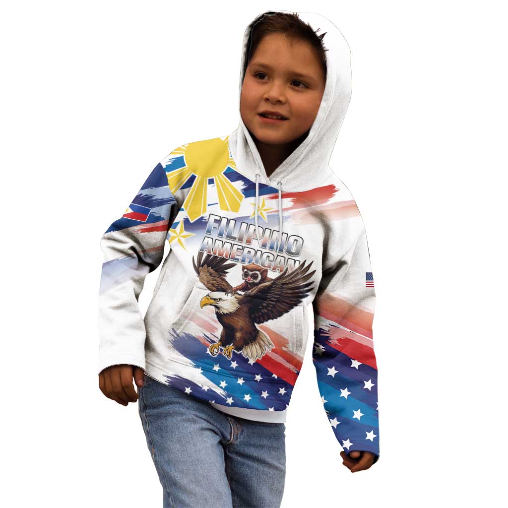 Filipino American History Month Kid Hoodie Bald Eagle Tarsier Together LT05 - Polynesian Pride