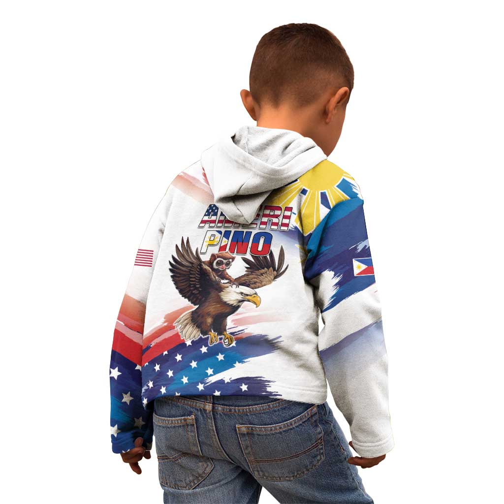 Filipino American History Month Kid Hoodie Bald Eagle Tarsier Together LT05 - Polynesian Pride