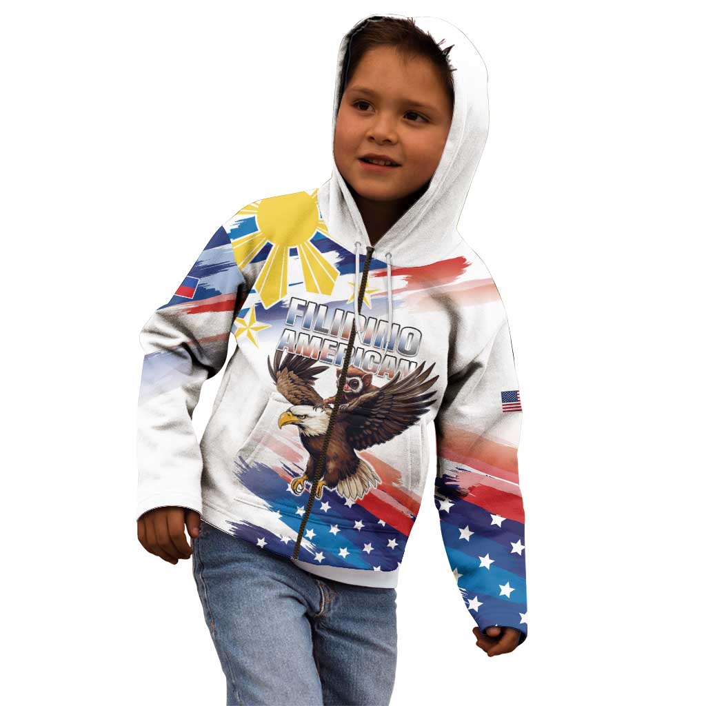 Filipino American History Month Kid Hoodie Bald Eagle Tarsier Together LT05 - Polynesian Pride