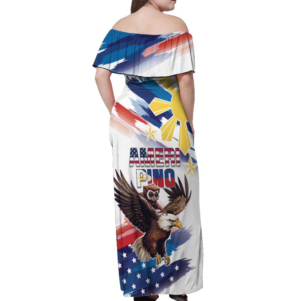 Filipino American History Month Off Shoulder Maxi Dress Bald Eagle Tarsier Together
