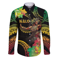 Halo Vanuatu Family Matching Mermaid Dress and Hawaiian Shirt Beautiful Woman Dancing LT05 Dad's Shirt - Long Sleeve Black - Polynesian Pride