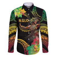 Halo Vanuatu Family Matching Off The Shoulder Long Sleeve Dress and Hawaiian Shirt Beautiful Woman Dancing LT05 Dad's Shirt - Long Sleeve Black - Polynesian Pride