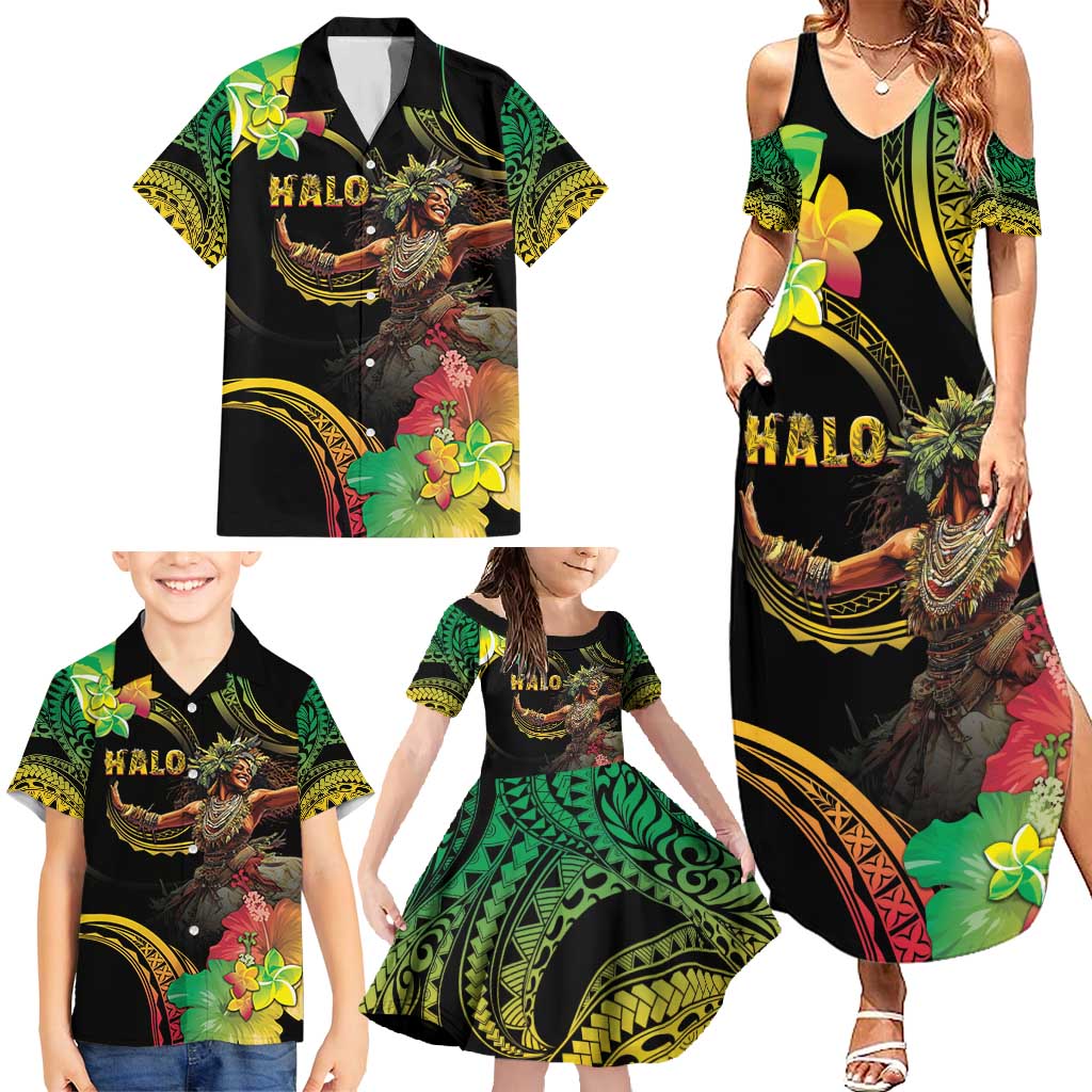 Halo Vanuatu Family Matching Summer Maxi Dress and Hawaiian Shirt Beautiful Woman Dancing LT05 - Polynesian Pride