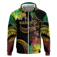 Halo Vanuatu Hoodie Beautiful Woman Dancing LT05 Zip Hoodie Black - Polynesian Pride