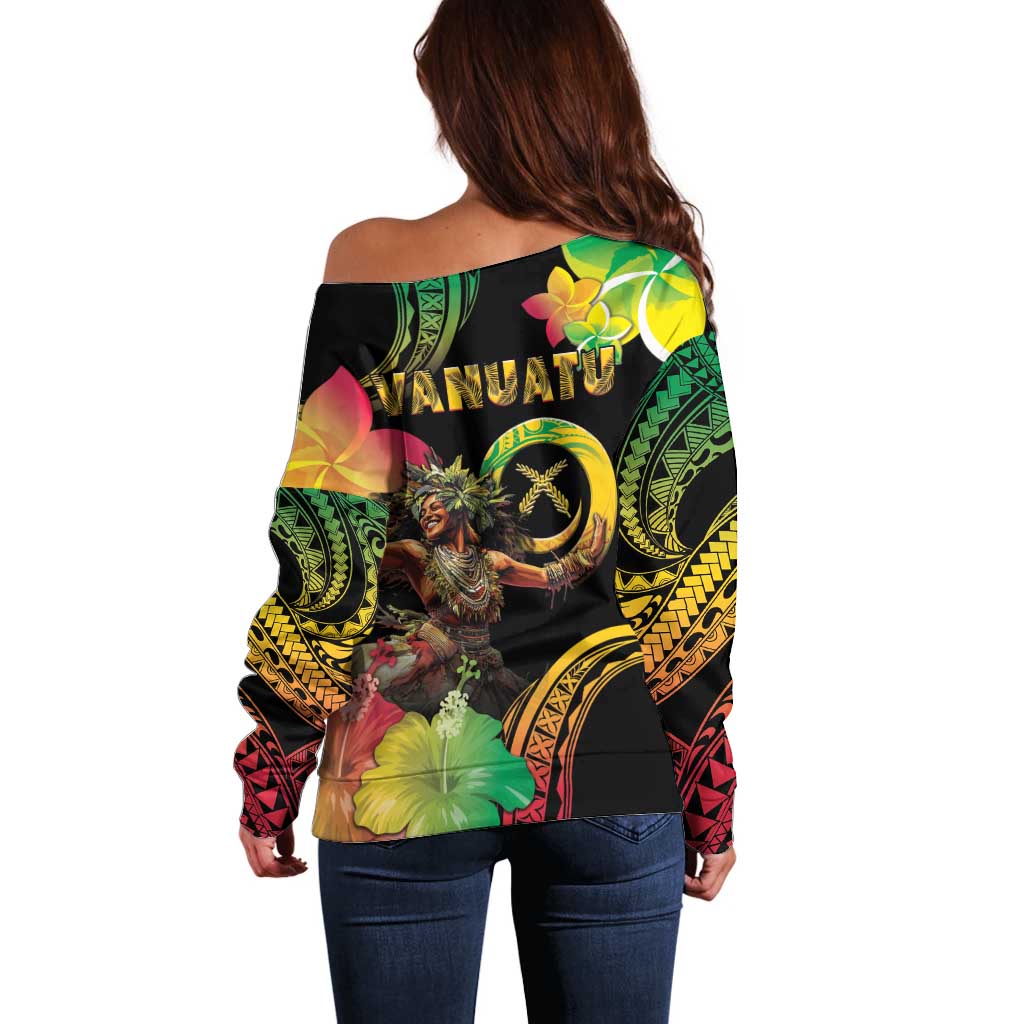 Halo Vanuatu Off Shoulder Sweater Beautiful Woman Dancing LT05 - Polynesian Pride