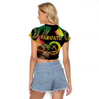 Halo Vanuatu Raglan Cropped T Shirt Beautiful Woman Dancing LT05 - Polynesian Pride