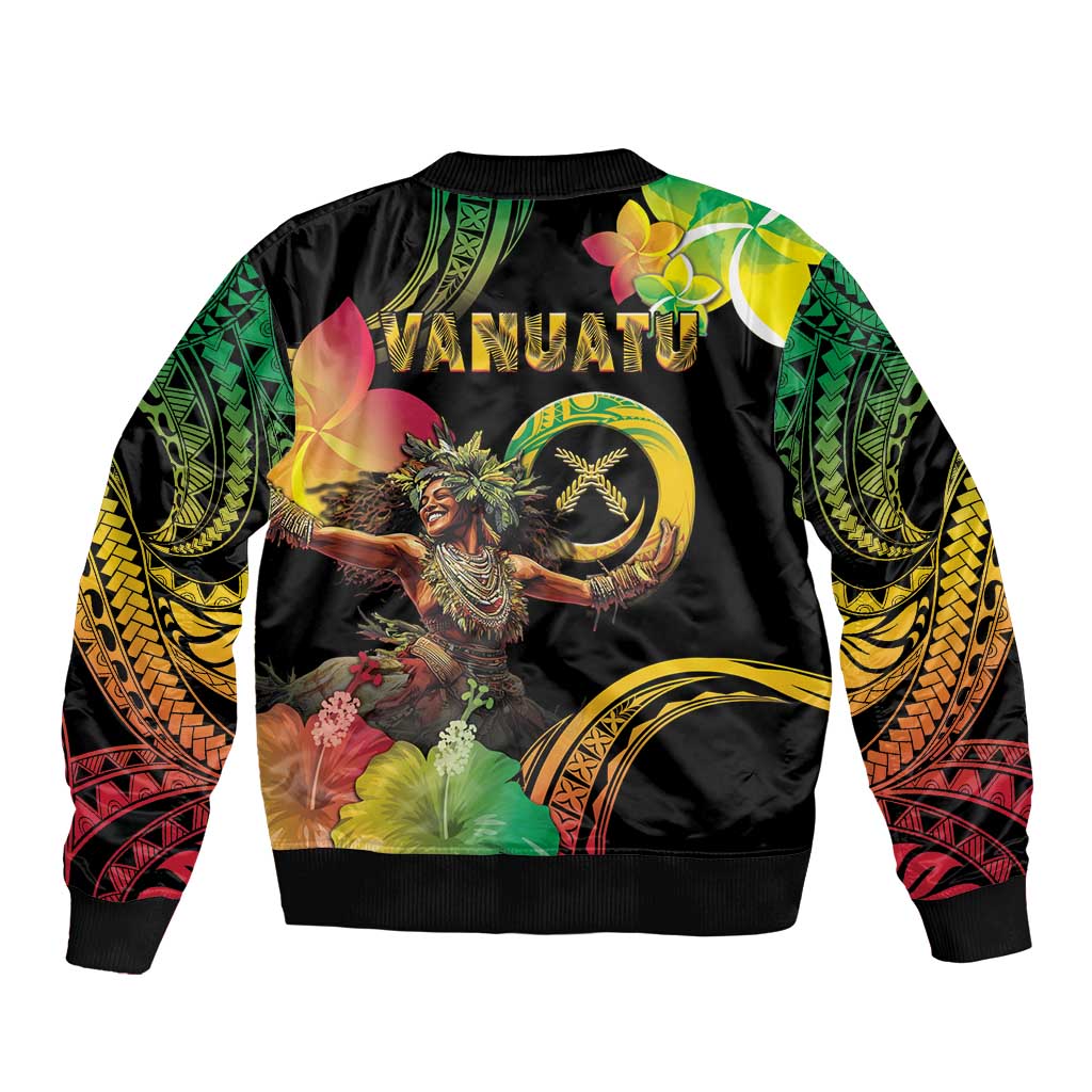 Halo Vanuatu Sleeve Zip Bomber Jacket Beautiful Woman Dancing LT05 - Polynesian Pride