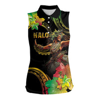 Halo Vanuatu Women Sleeveless Polo Shirt Beautiful Woman Dancing LT05 Female Black - Polynesian Pride