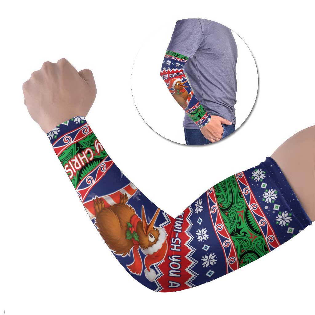 New Zealand Christmas Arm Sleeves Kiwi-sh You A Merry Christmas LT05 Set of 2 Blue - Polynesian Pride