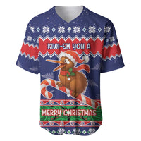 New Zealand Christmas Baseball Jersey Kiwi-sh You A Merry Christmas LT05 Blue - Polynesian Pride