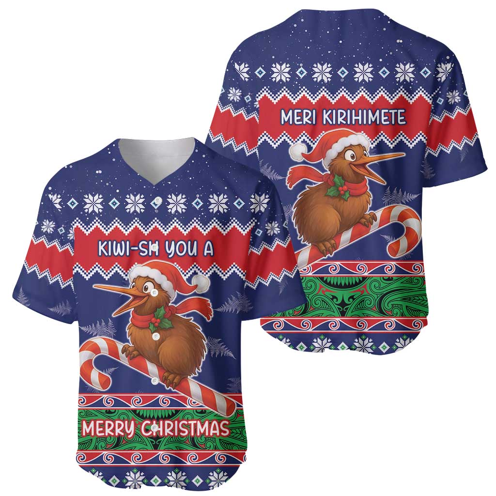 New Zealand Christmas Baseball Jersey Kiwi-sh You A Merry Christmas LT05 - Polynesian Pride