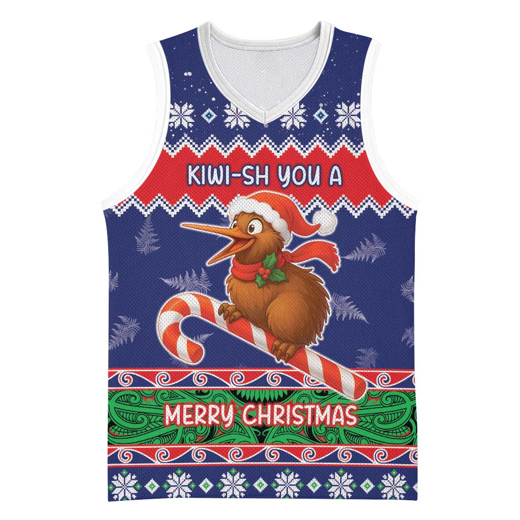 New Zealand Christmas Basketball Jersey Kiwi-sh You A Merry Christmas LT05 Unisex Blue - Polynesian Pride