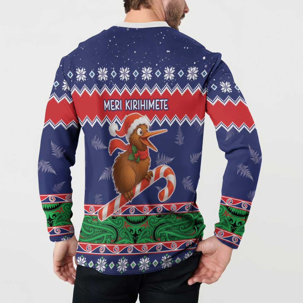 New Zealand Christmas Button Sweatshirt Kiwi-sh You A Merry Christmas - Polynesian Pride