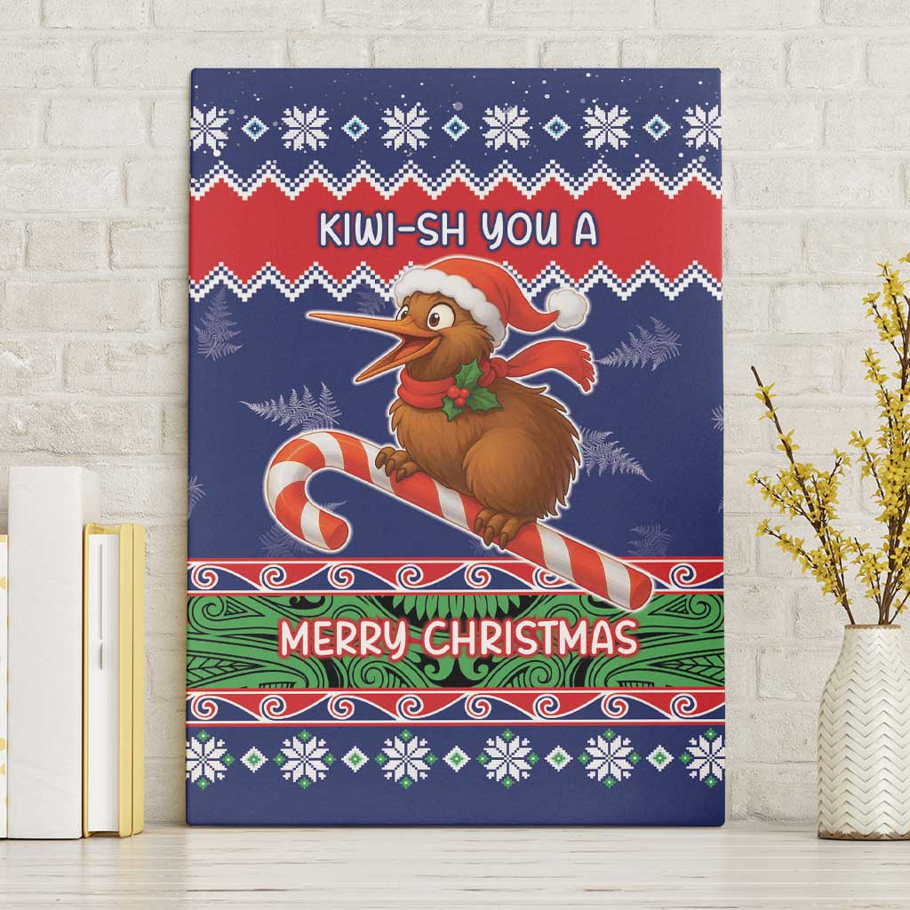 New Zealand Christmas Canvas Wall Art Kiwi-sh You A Merry Christmas LT05 Without Frame Blue - Polynesian Pride