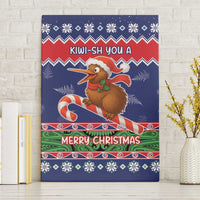 New Zealand Christmas Canvas Wall Art Kiwi-sh You A Merry Christmas LT05 Without Frame Blue - Polynesian Pride