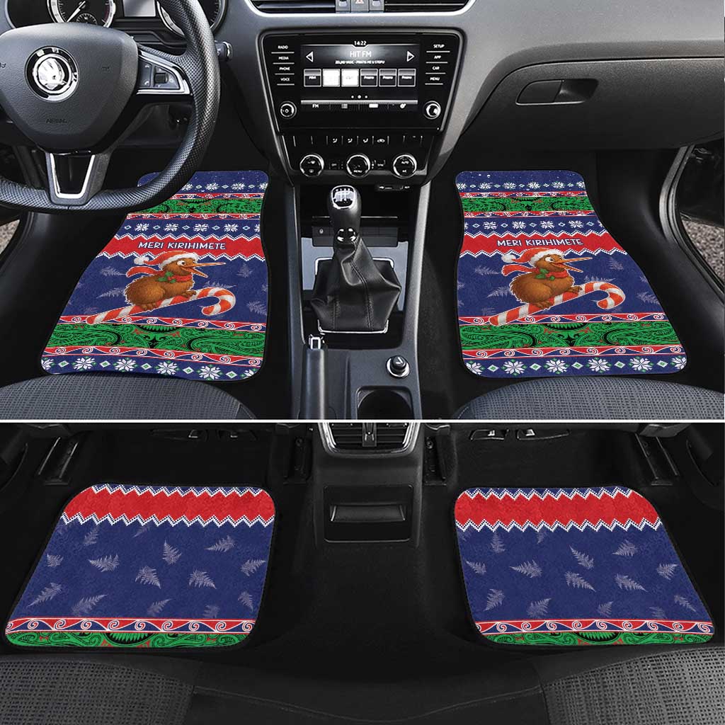 New Zealand Christmas Car Mats Kiwi-sh You A Merry Christmas LT05 Set 4pcs Blue - Polynesian Pride