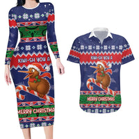 New Zealand Christmas Couples Matching Long Sleeve Bodycon Dress and Hawaiian Shirt Kiwi-sh You A Merry Christmas LT05 Blue - Polynesian Pride