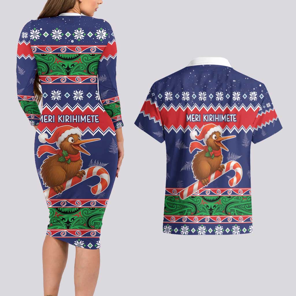 New Zealand Christmas Couples Matching Long Sleeve Bodycon Dress and Hawaiian Shirt Kiwi-sh You A Merry Christmas LT05 - Polynesian Pride
