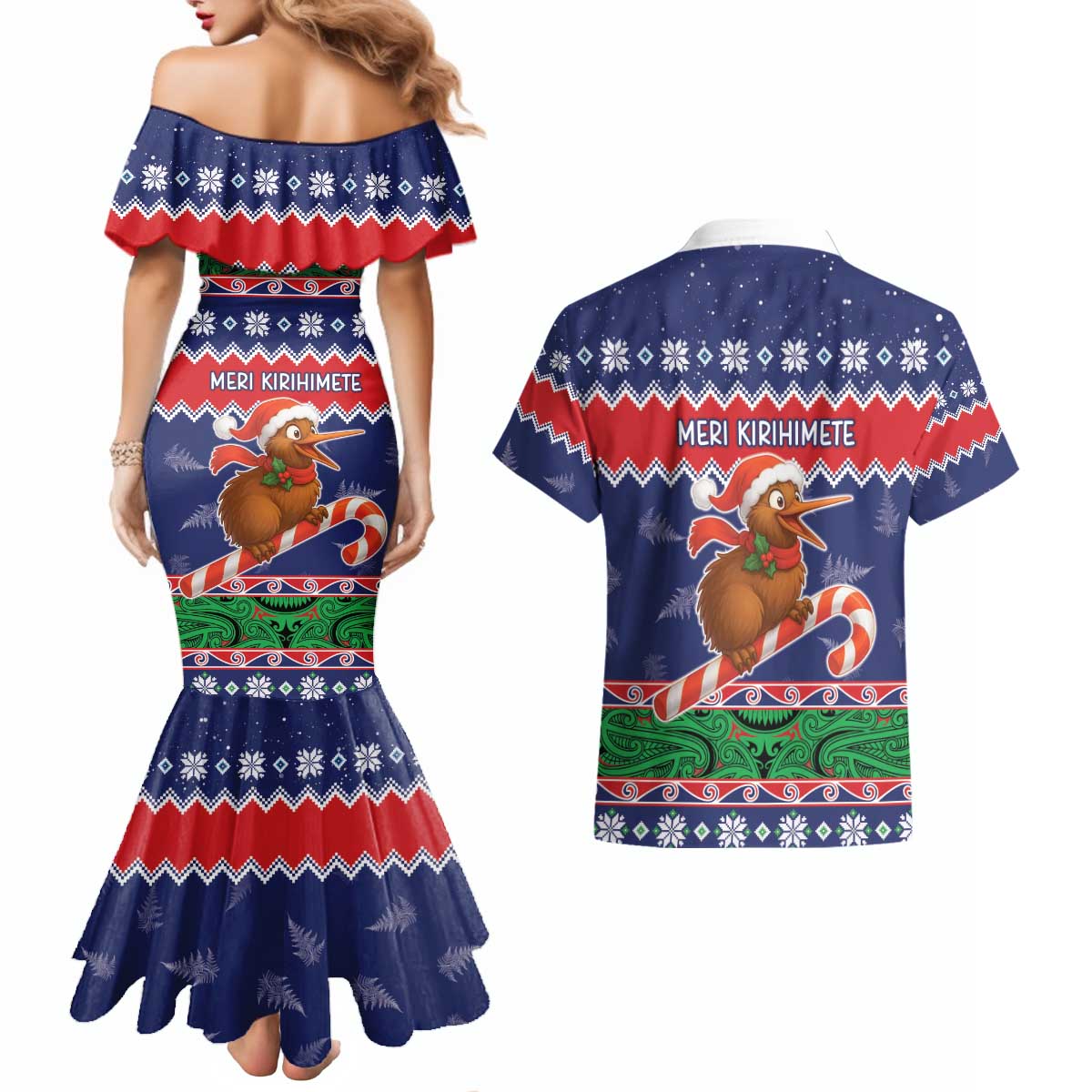 New Zealand Christmas Couples Matching Mermaid Dress and Hawaiian Shirt Kiwi-sh You A Merry Christmas LT05 - Polynesian Pride
