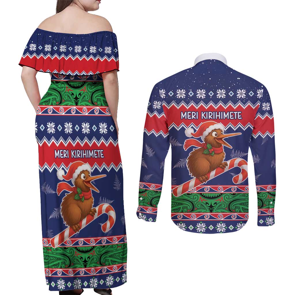 New Zealand Christmas Couples Matching Off Shoulder Maxi Dress and Long Sleeve Button Shirt Kiwi-sh You A Merry Christmas LT05 - Polynesian Pride