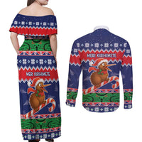 New Zealand Christmas Couples Matching Off Shoulder Maxi Dress and Long Sleeve Button Shirt Kiwi-sh You A Merry Christmas LT05 - Polynesian Pride