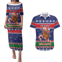 New Zealand Christmas Couples Matching Puletasi and Hawaiian Shirt Kiwi-sh You A Merry Christmas LT05 Blue - Polynesian Pride