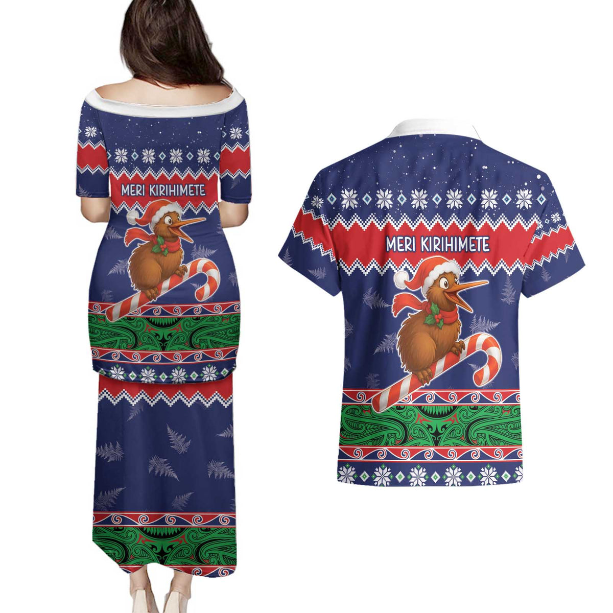 New Zealand Christmas Couples Matching Puletasi and Hawaiian Shirt Kiwi-sh You A Merry Christmas LT05 - Polynesian Pride