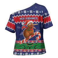 New Zealand Christmas Cross Shoulder Shirt Kiwi-sh You A Merry Christmas LT05 - Polynesian Pride