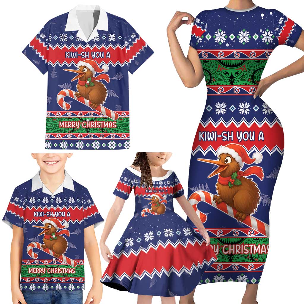 New Zealand Christmas Family Matching Short Sleeve Bodycon Dress and Hawaiian Shirt Kiwi-sh You A Merry Christmas LT05 - Polynesian Pride