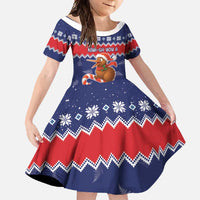 New Zealand Christmas Family Matching Summer Maxi Dress and Hawaiian Shirt Kiwi-sh You A Merry Christmas LT05 Daughter's Dress Blue - Polynesian Pride