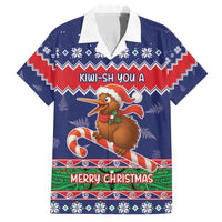 New Zealand Christmas Family Matching Summer Maxi Dress and Hawaiian Shirt Kiwi-sh You A Merry Christmas LT05 Dad's Shirt - Short Sleeve Blue - Polynesian Pride