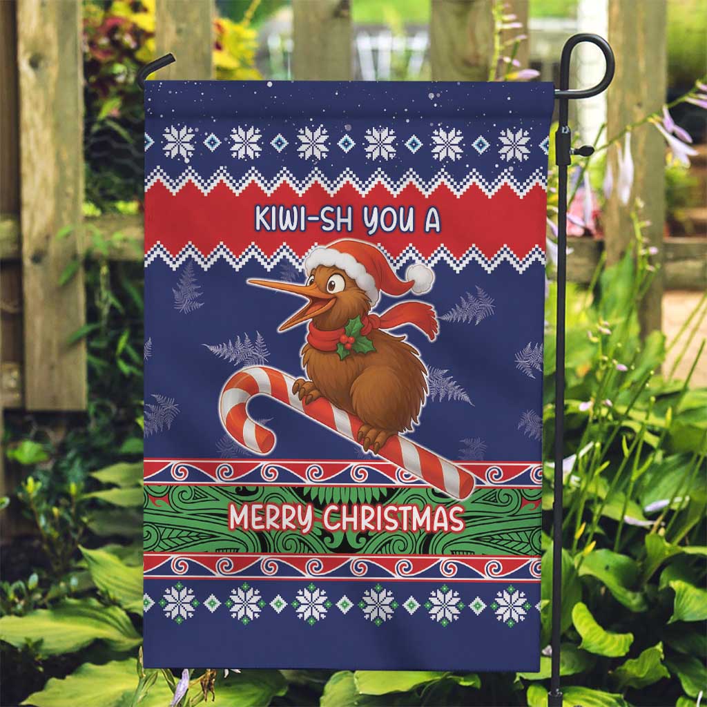 New Zealand Christmas Garden Flag Kiwi-sh You A Merry Christmas LT05 Garden Flag Blue - Polynesian Pride